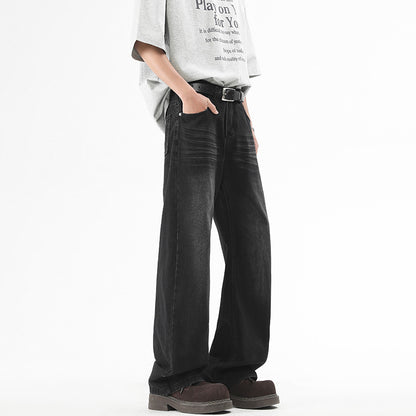 ワイドデニムパンツ ブラック バギージーンズ 着用イメージ High land