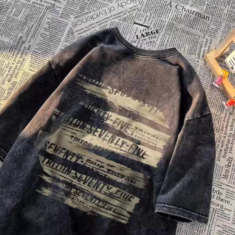 スモークグラデーション MYSTERIOUSロゴTシャツ バックグラフィック High land