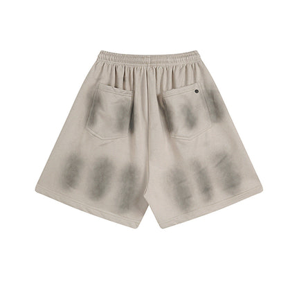 グラデーションスウェットショーツ ベージュ背面 ポケット付き High land