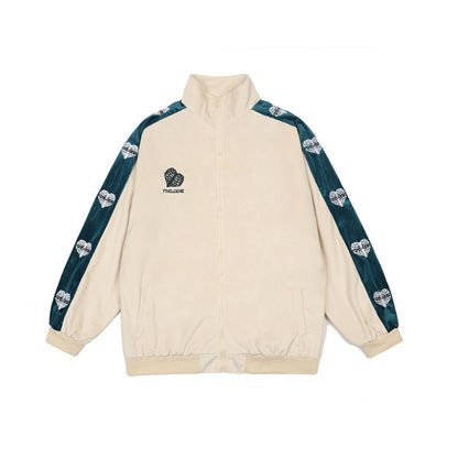 ハートラインジャージトラックジャケット アイボリー フロントデザイン 刺繍ロゴ High land