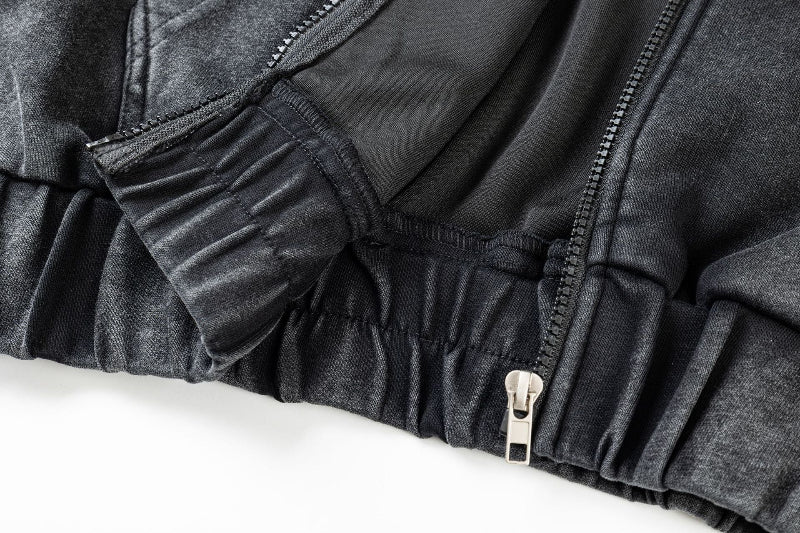 ヴィンテージウォッシュパーカー 裾リブ＆ディテール