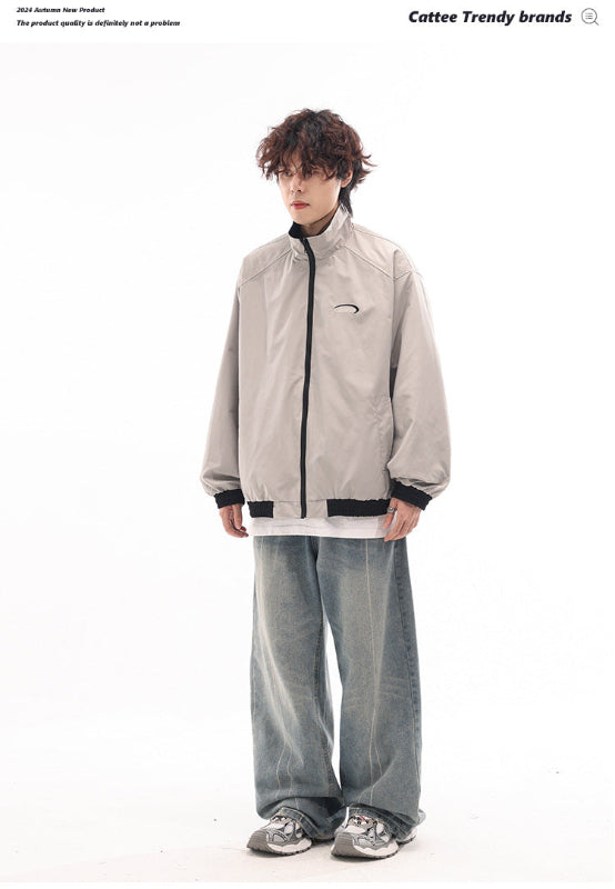 リバーシブルトラックジャケット シルバー ホワイト面 着用イメージ High land