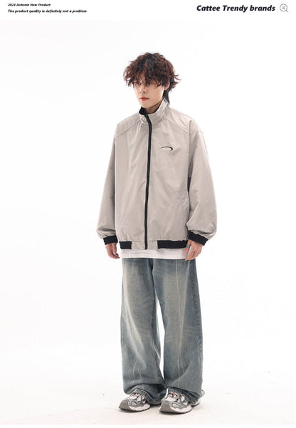 リバーシブルトラックジャケット シルバー ホワイト面 着用イメージ High land