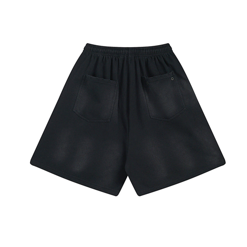 グラデーションスウェットショーツ ブラック背面 ワイドシルエット High land