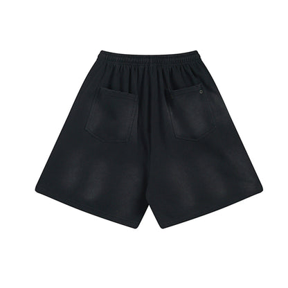 グラデーションスウェットショーツ ブラック背面 ワイドシルエット High land