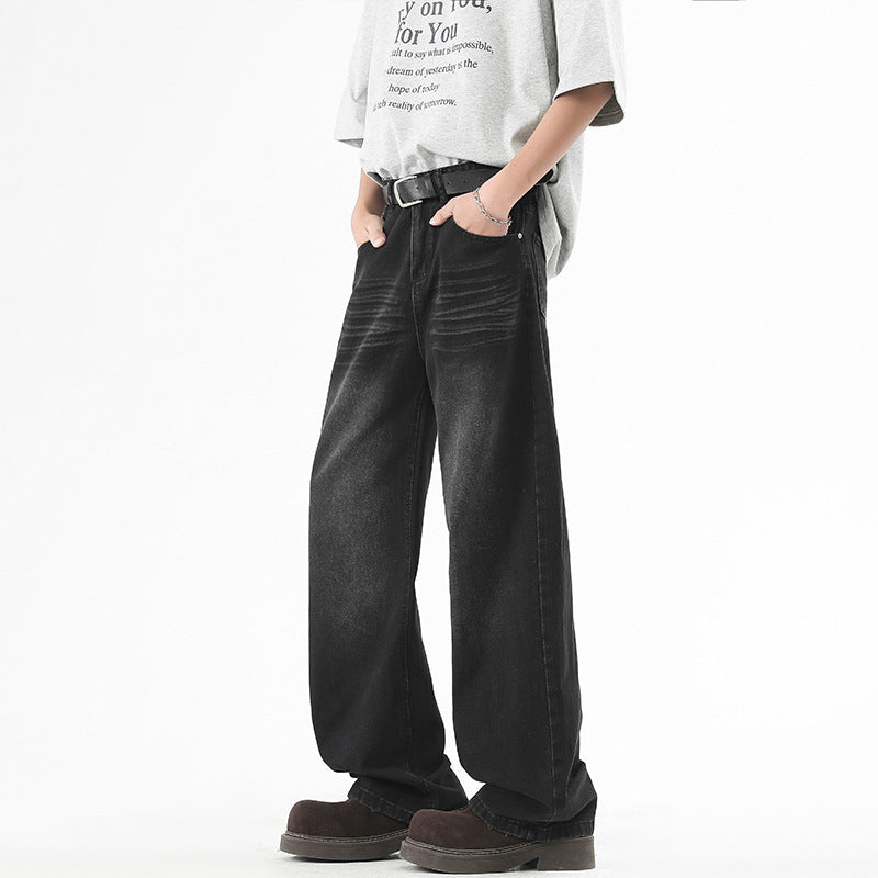 ワイドデニムパンツ ブラック バギージーンズ 着用イメージ High land