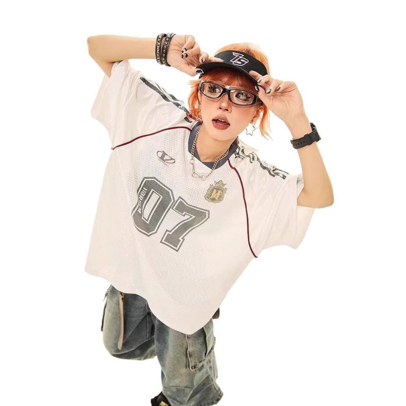 ゲームシャツ風 メッシュTシャツ ホワイト 着用イメージ High land