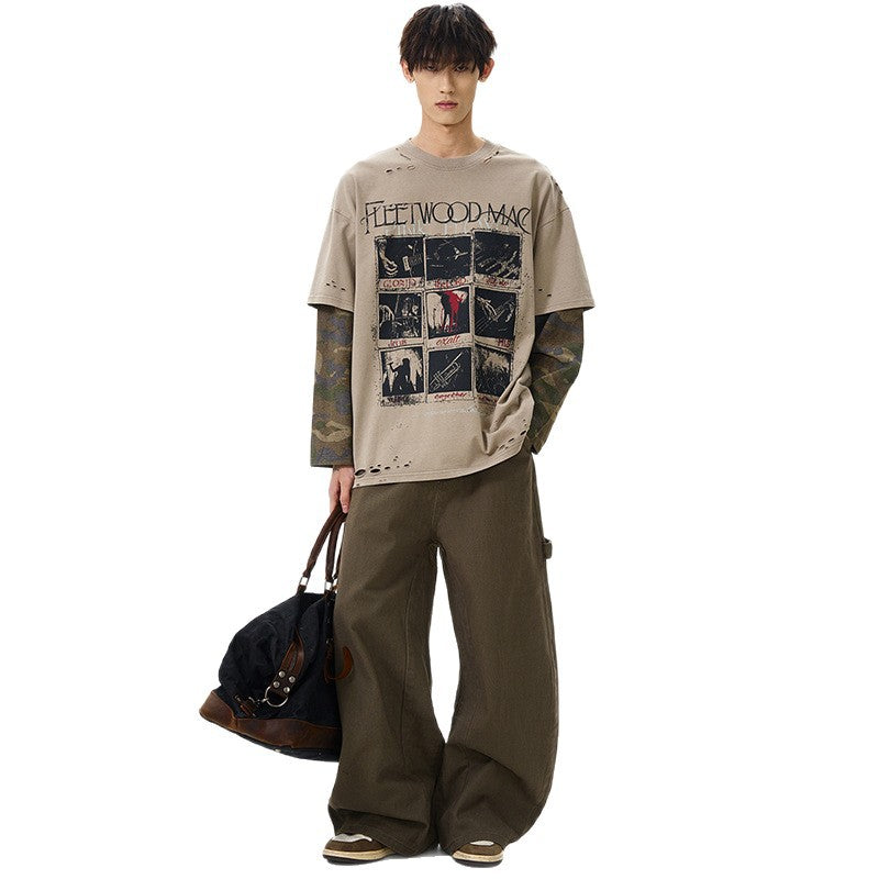 ヴィンテージバンドロゴTシャツ メンズ オーバーサイズ ストリートコーデ例