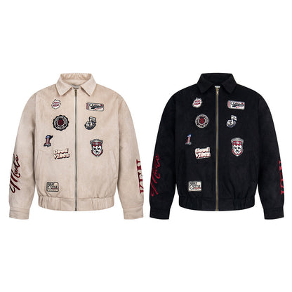 Patchwork Suede Bomber Jacket