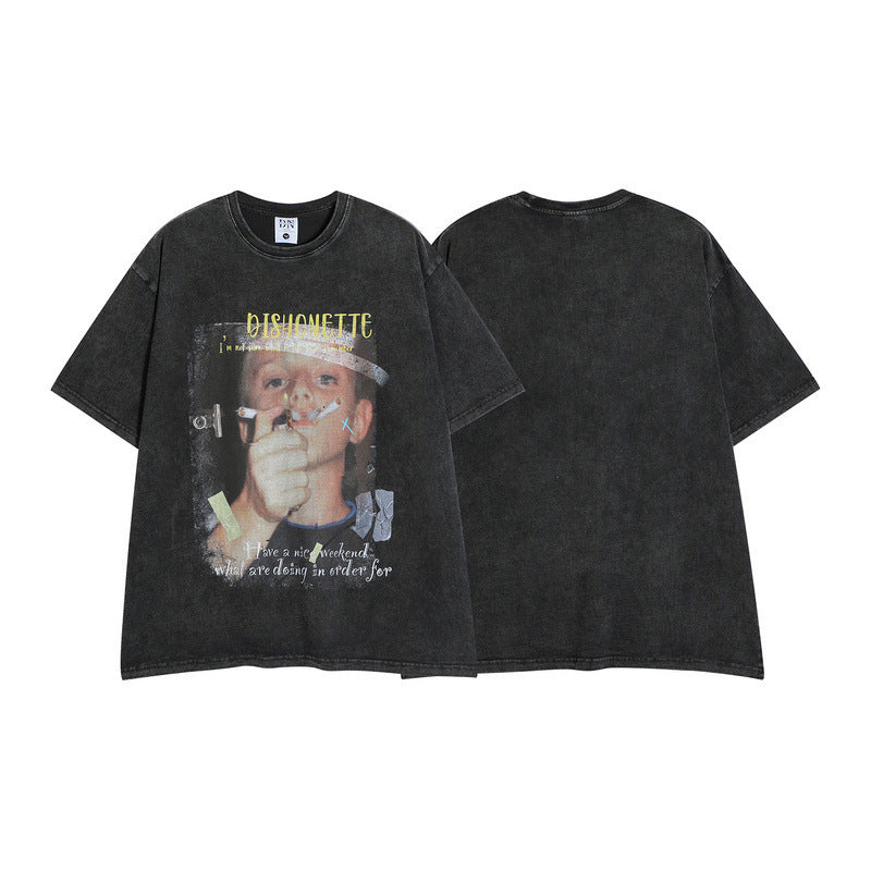 vintage T-shirt smoking boy