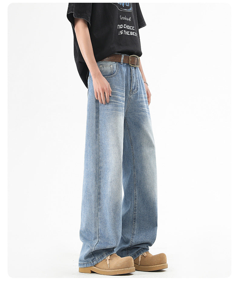 ワイドデニムパンツ ブルー バギージーンズ 着用イメージ High land