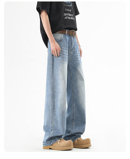 ワイドデニムパンツ ブルー バギージーンズ 着用イメージ High land